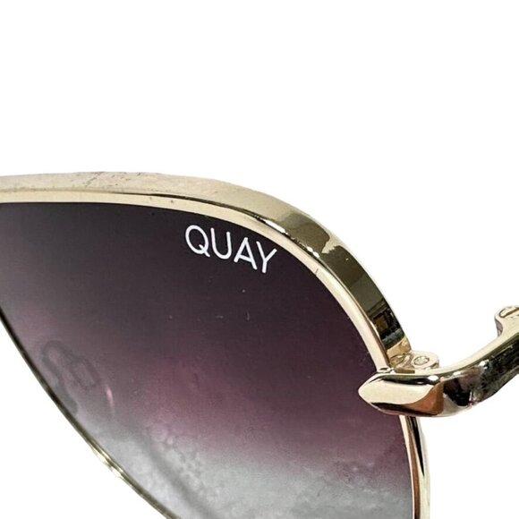 Quay HIGH KEY MICRO Sunglasses Womens Gold Frame Purple Gradient Lens Aviator - Picture 6 of 14